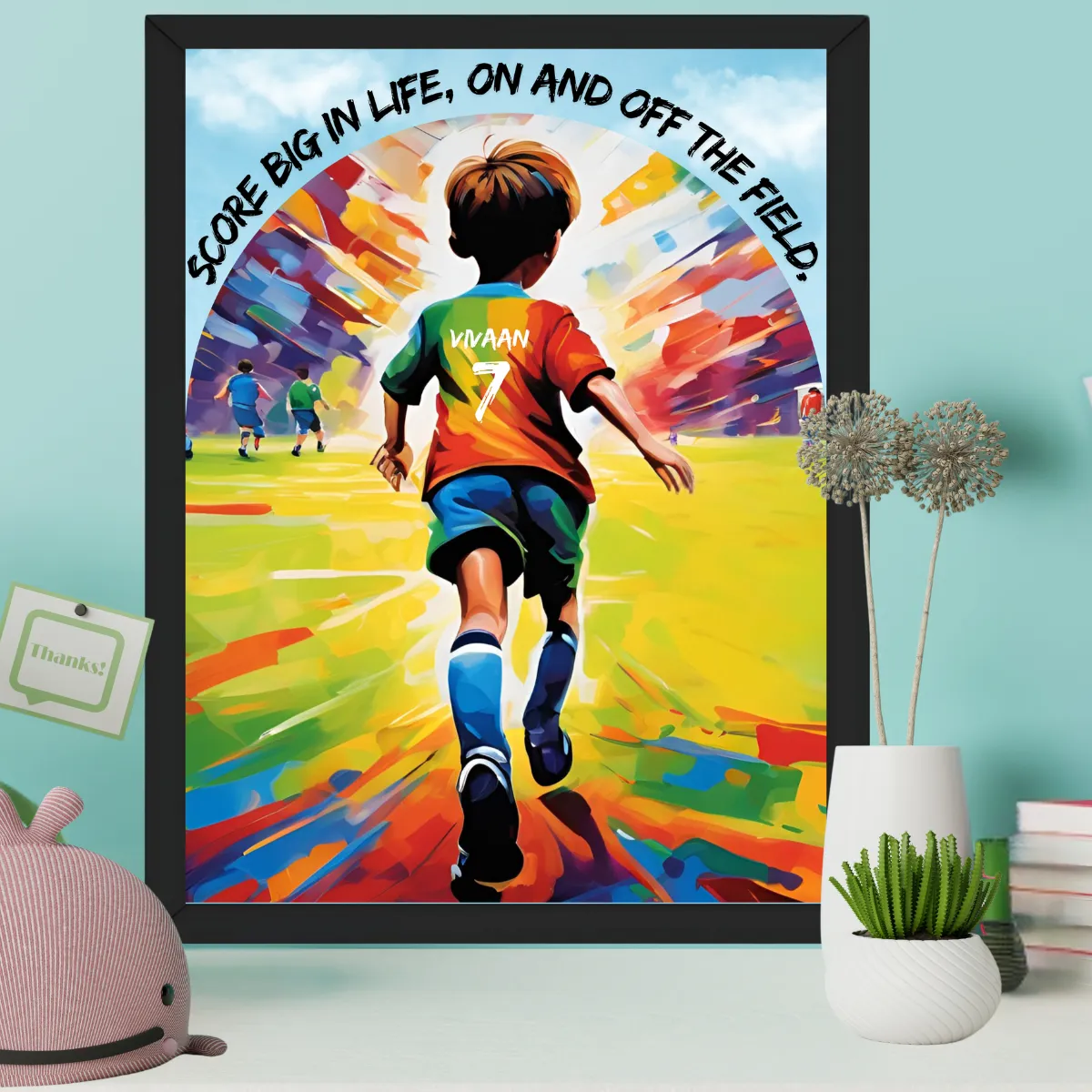 Personalized Motivational Football Player Framed Poster | Ideal Gift for Kids Who Love Football