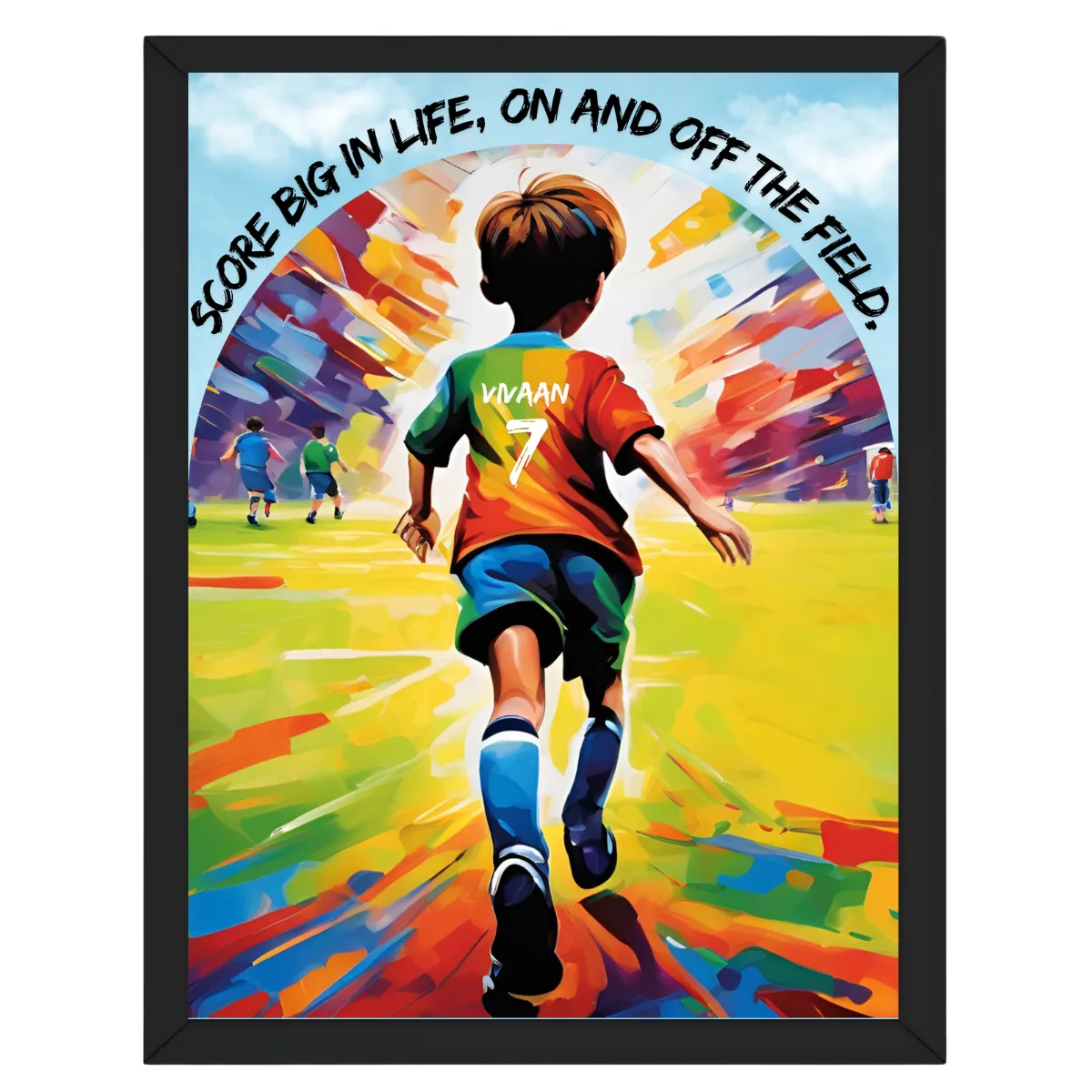 Personalized Motivational Football Player Framed Poster | Ideal Gift for Kids Who Love Football