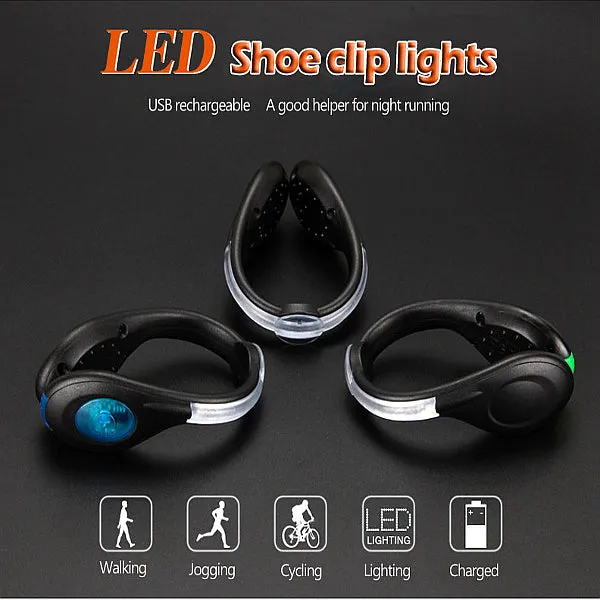 Rechargeable Colorful LED Flashing Light Shoe Clip