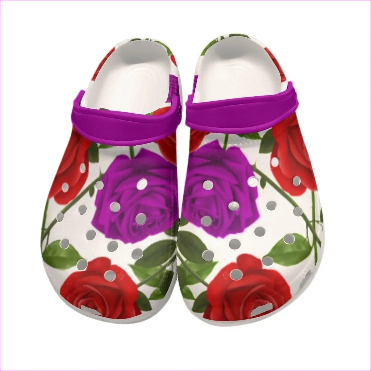 Red Rose Purp Classic Women's Clogs