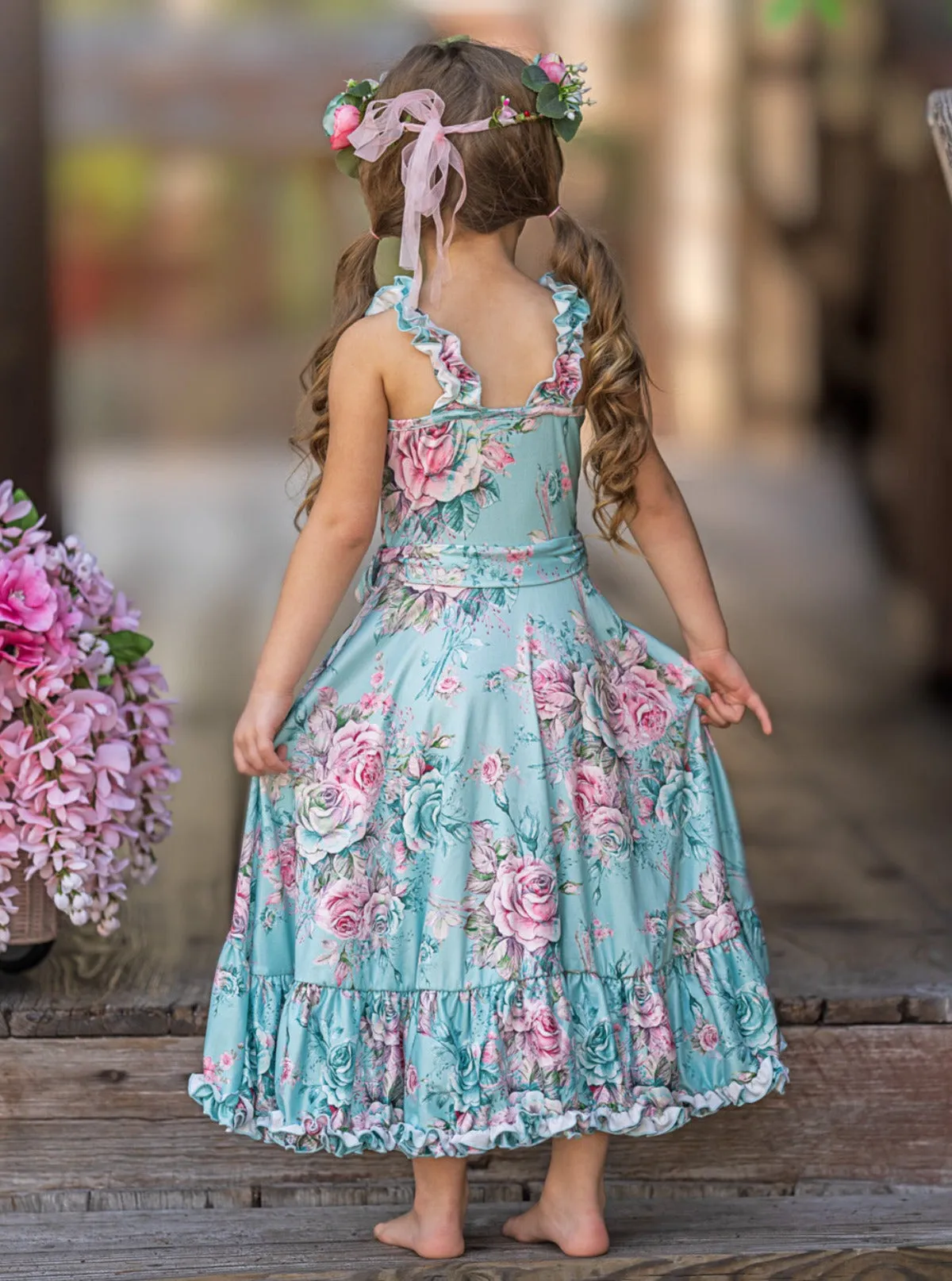 Secret Garden Rose Hi-Lo Ruffle Dress