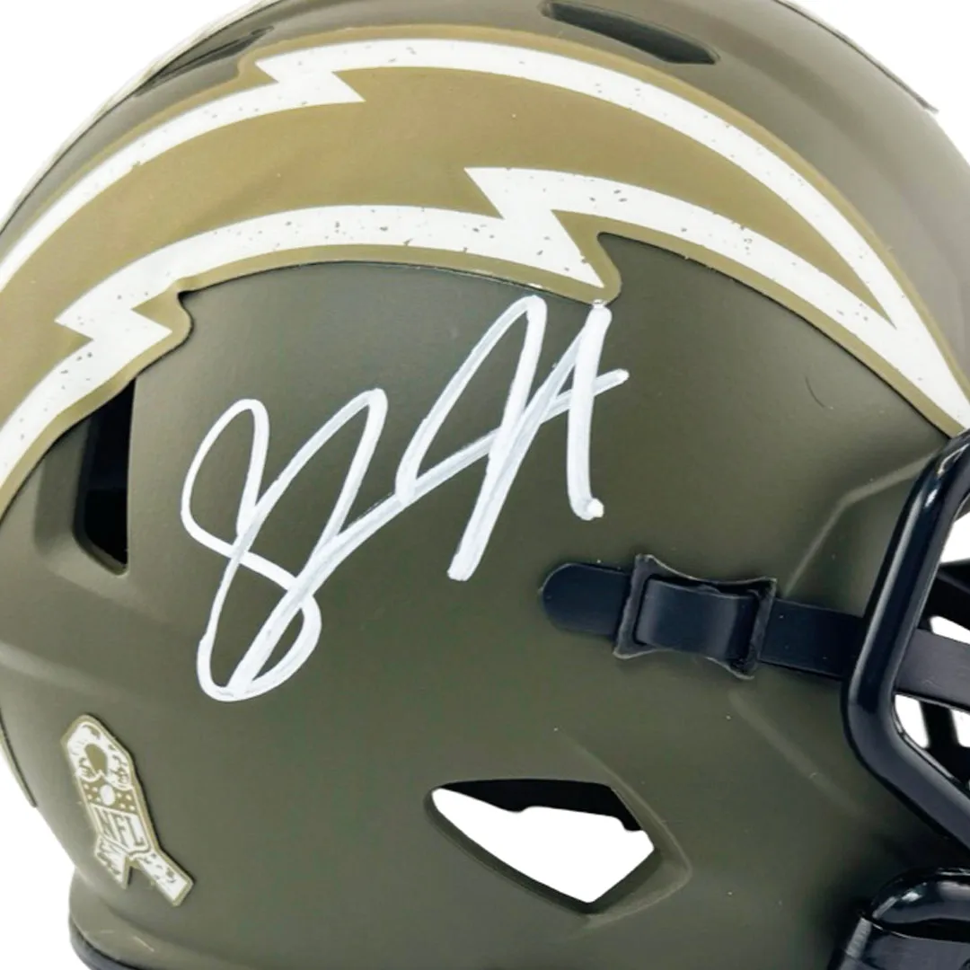 Shawne Merriman Signed Los Angeles Chargers Salute to Service Mini Football Helmet (JSA)