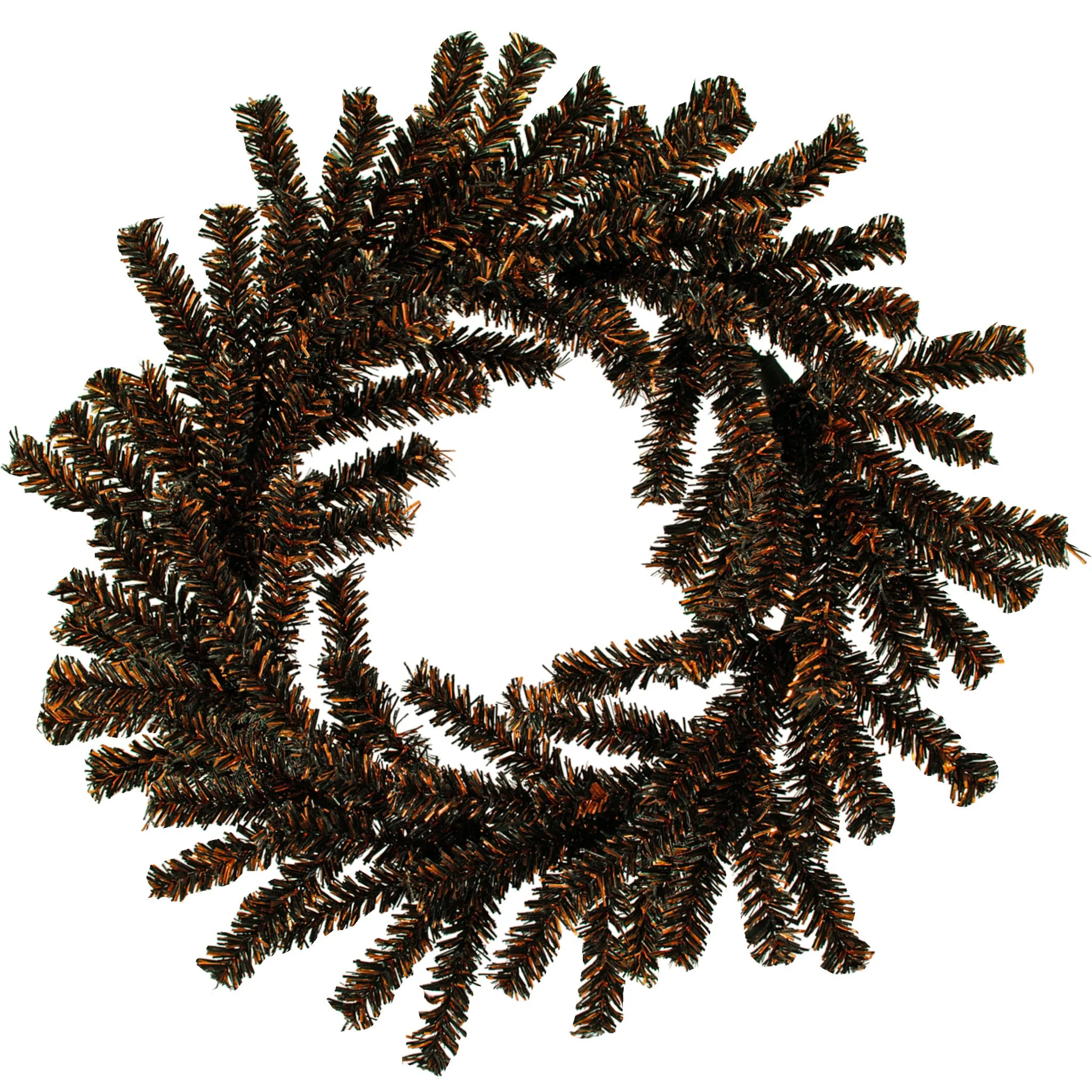 Spooky Orange and Black 1in Firework Tinsel Halloween Wreath