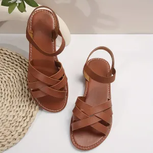 Stylish Crisscross Sandals - Lightweight, Elastic, Breathable, Comfortable Flat Walking Shoes for Beach, Pool, and Outdoor Activities - Perfect for Women of All Ages