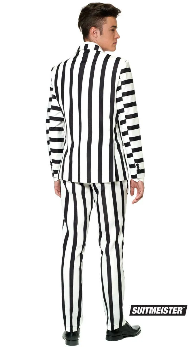 Suitmeister Black and White Striped Mens Novelty Suit