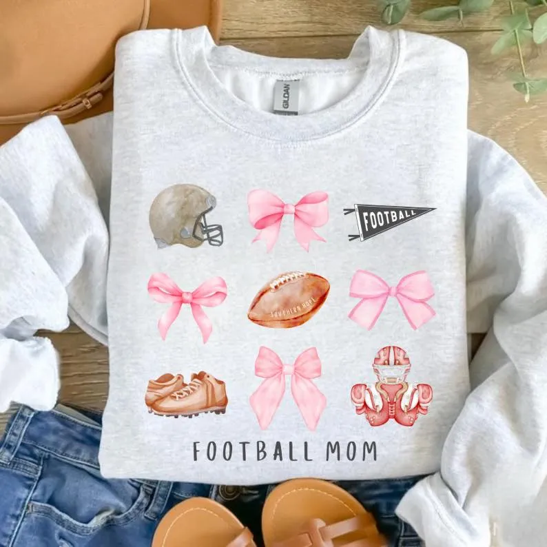 (Sweatshirt) Coquette Football Mom Adult Fleece