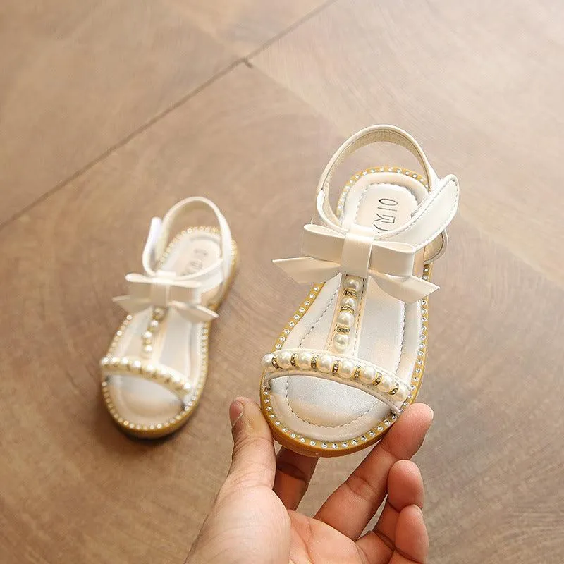 Sweet Princess Style Girls' Sandals Pearl Bow Pure Princess Aura The Perfect Blend of Comfort and Beauty