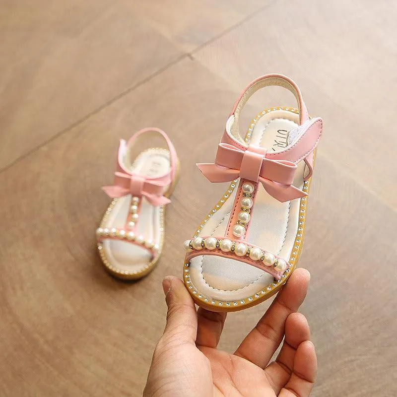 Sweet Princess Style Girls' Sandals Pearl Bow Pure Princess Aura The Perfect Blend of Comfort and Beauty