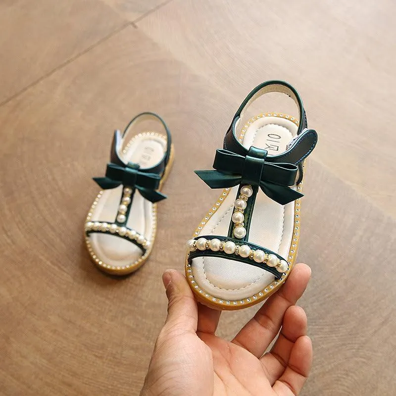 Sweet Princess Style Girls' Sandals Pearl Bow Pure Princess Aura The Perfect Blend of Comfort and Beauty