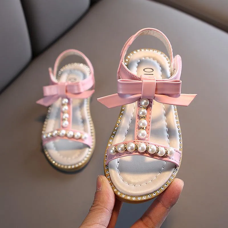 Sweet Princess Style Girls' Sandals Pearl Bow Pure Princess Aura The Perfect Blend of Comfort and Beauty