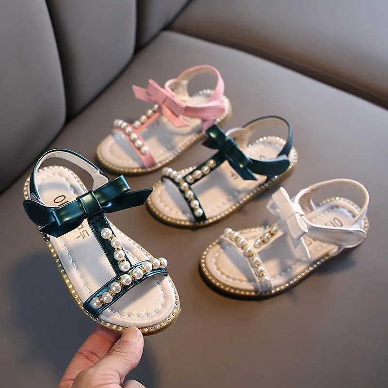 Sweet Princess Style Girls' Sandals Pearl Bow Pure Princess Aura The Perfect Blend of Comfort and Beauty