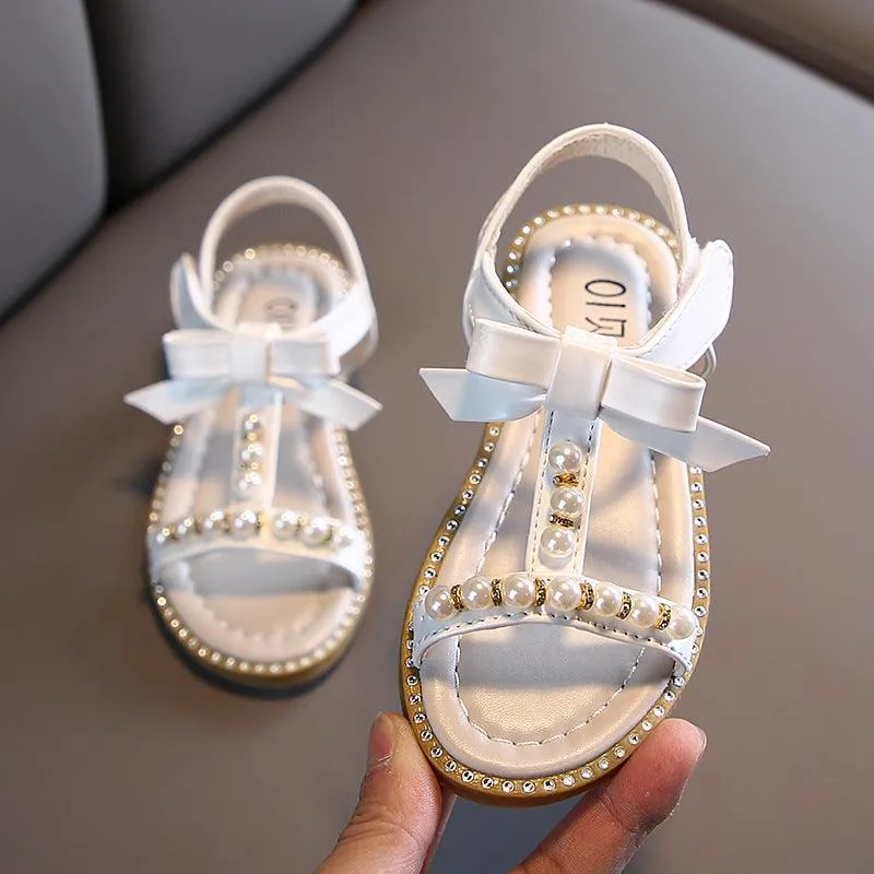 Sweet Princess Style Girls' Sandals Pearl Bow Pure Princess Aura The Perfect Blend of Comfort and Beauty