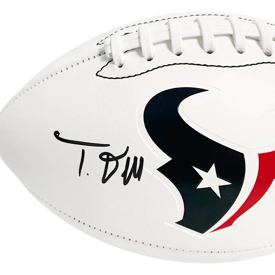 Tank Dell Signed Houston Texans Official NFL Team Logo Football (JSA)