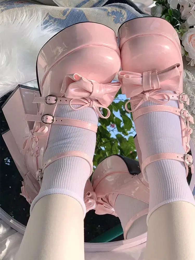 TAVIMART  -   Summer Fashion Tea Party Sweet Lolita Shoes Women's Super High Heels 12cm Platform 4cm Cute Square Toe Mary Jane Shoes