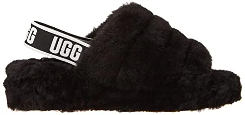 UGG Women's Fluff Yeah Slide Slipper, Black, 9 M US