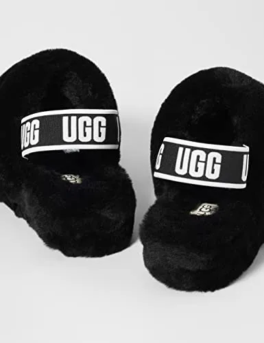 UGG Women's Fluff Yeah Slide Slipper, Black, 9 M US