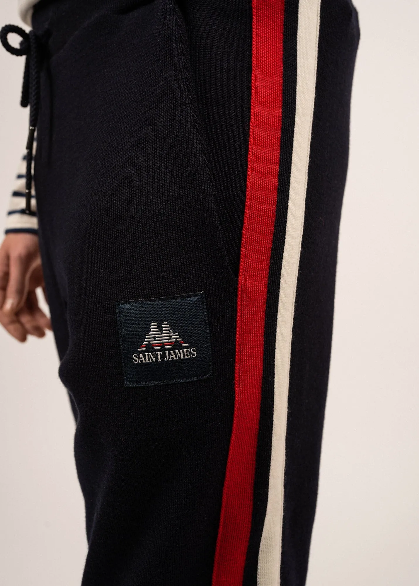 Viking wool pants with contrasting stripes - SAINT JAMES x Kappa (NAVY/ECUME/TULIPE)