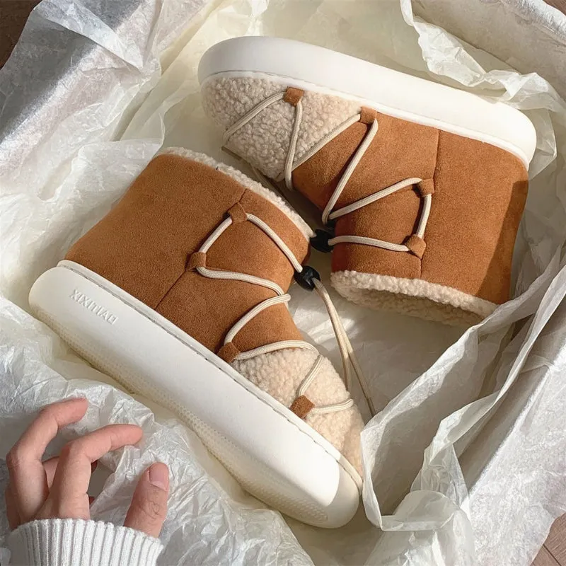 Warm and Chunky Platform Home Winter Boots for Women