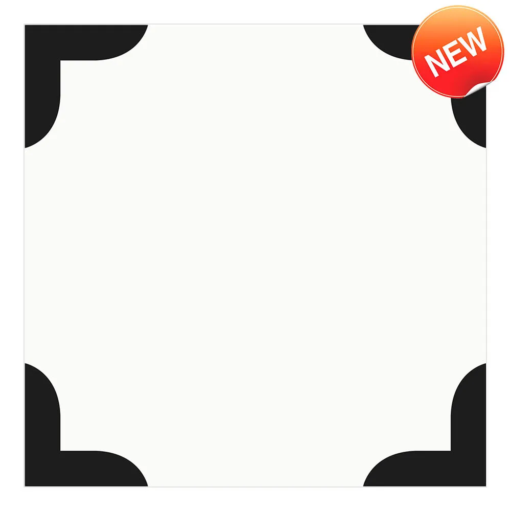 White and Black Square Peel and Stick Vinyl Floor Tile Sticker