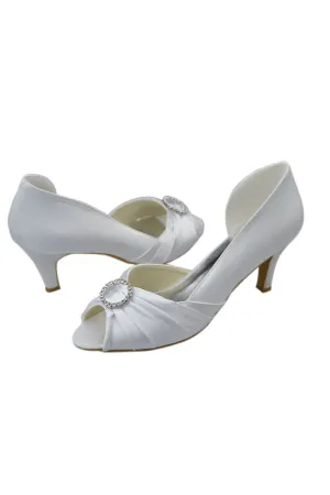 White Handmade Comfy Peep Toe Women Shoes For Wedding S40