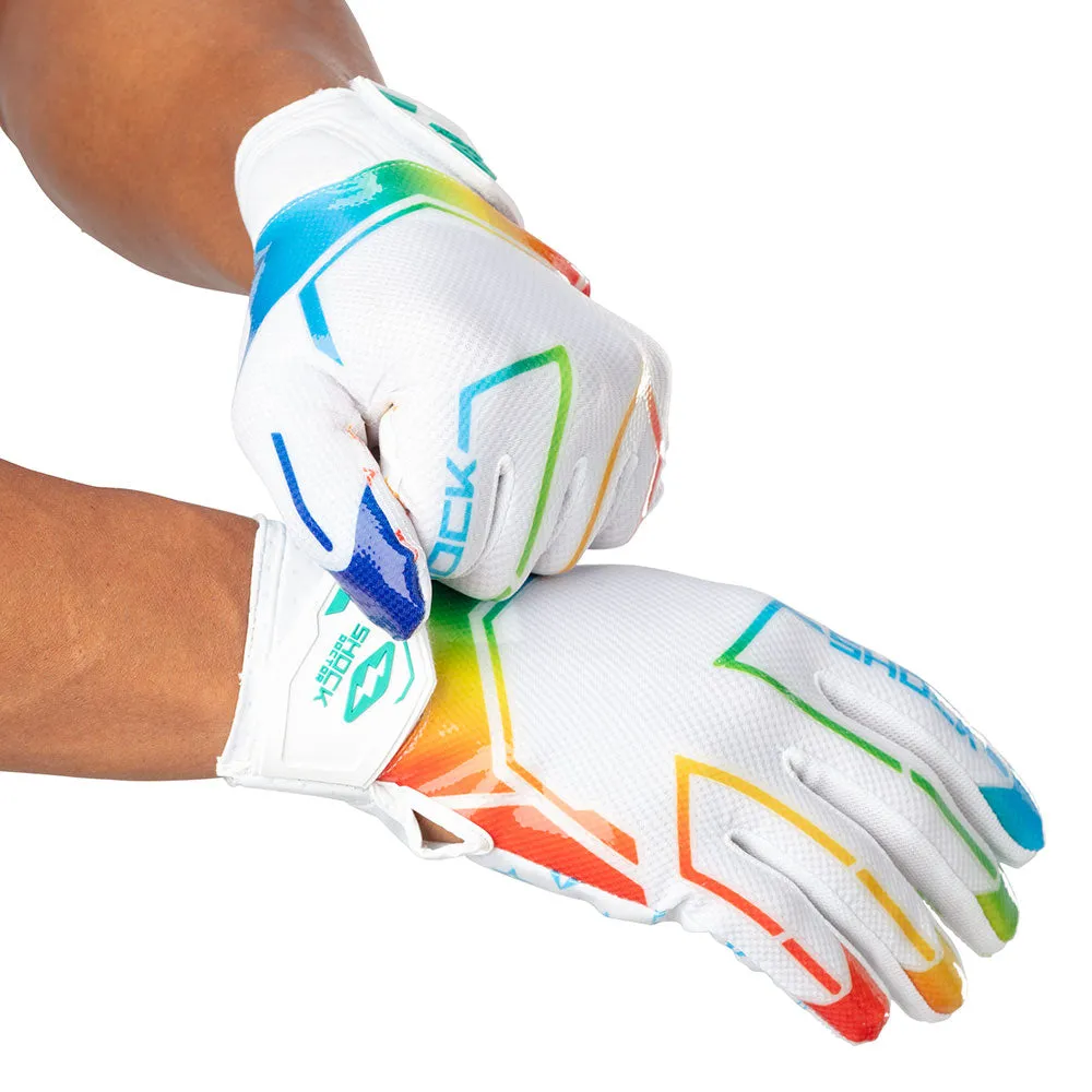 White/Multi Color Lux Showtime Receiver Gloves