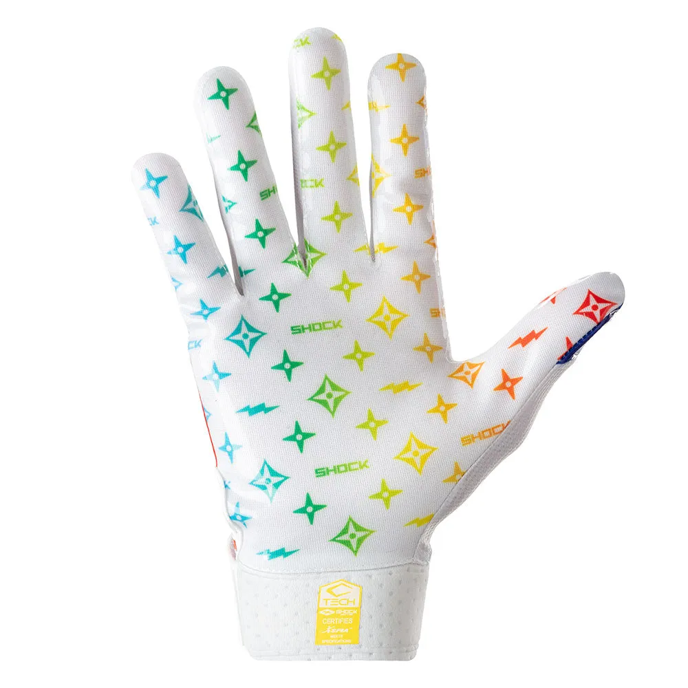 White/Multi Color Lux Showtime Receiver Gloves