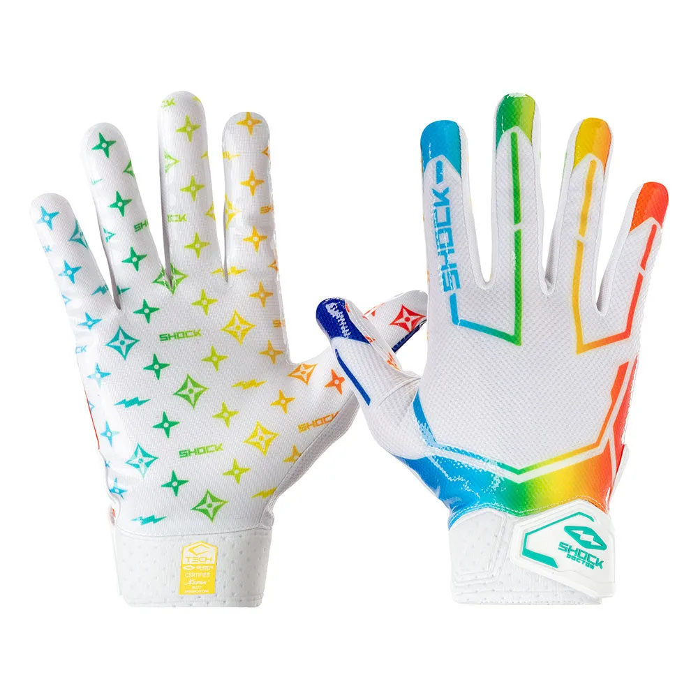 White/Multi Color Lux Showtime Receiver Gloves