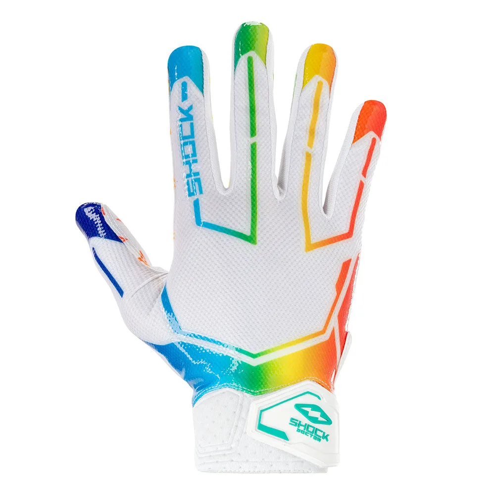 White/Multi Color Lux Showtime Receiver Gloves