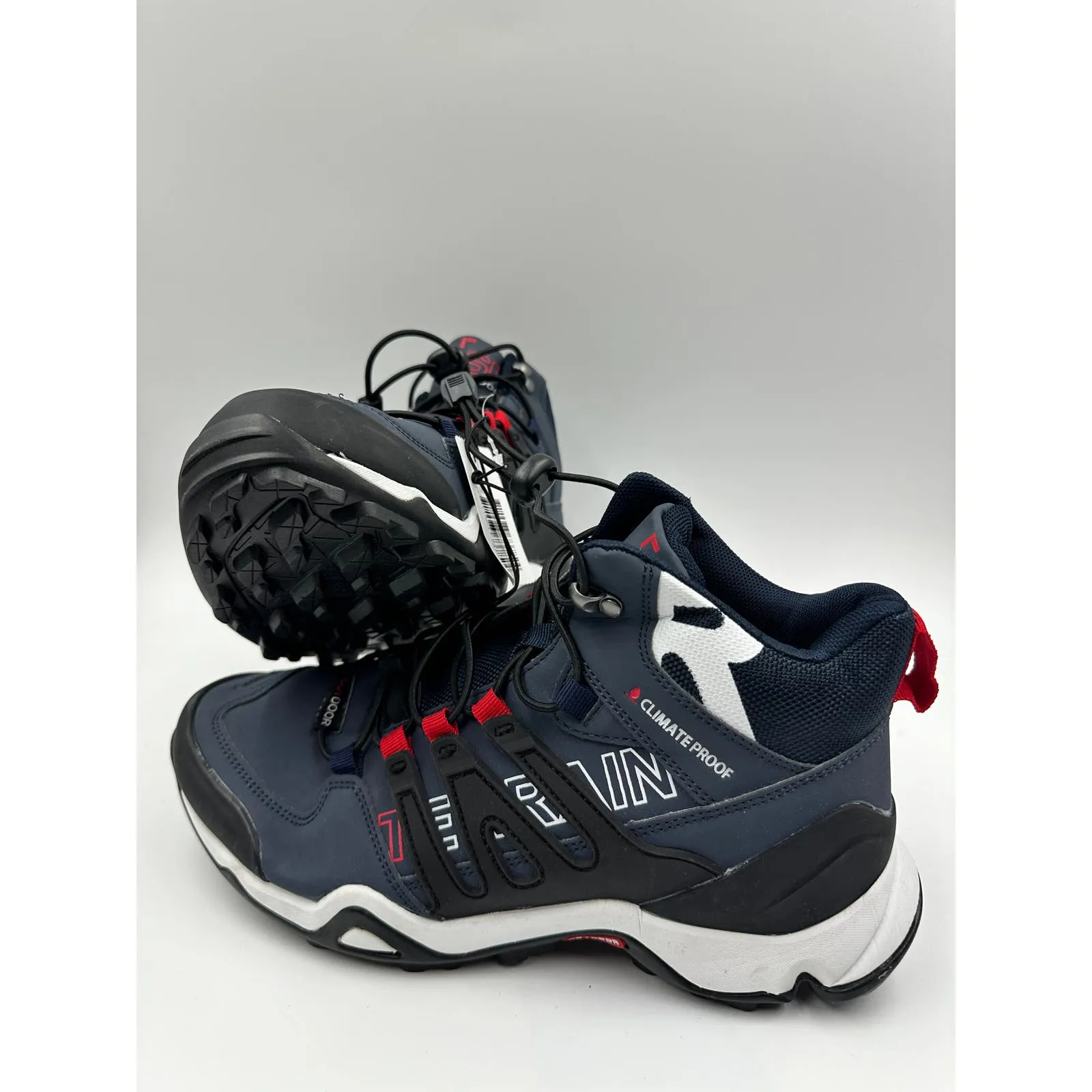 Women's Size 8.5, Water Proof High Top Hiker, Navy Blue w/ Red and White Accents