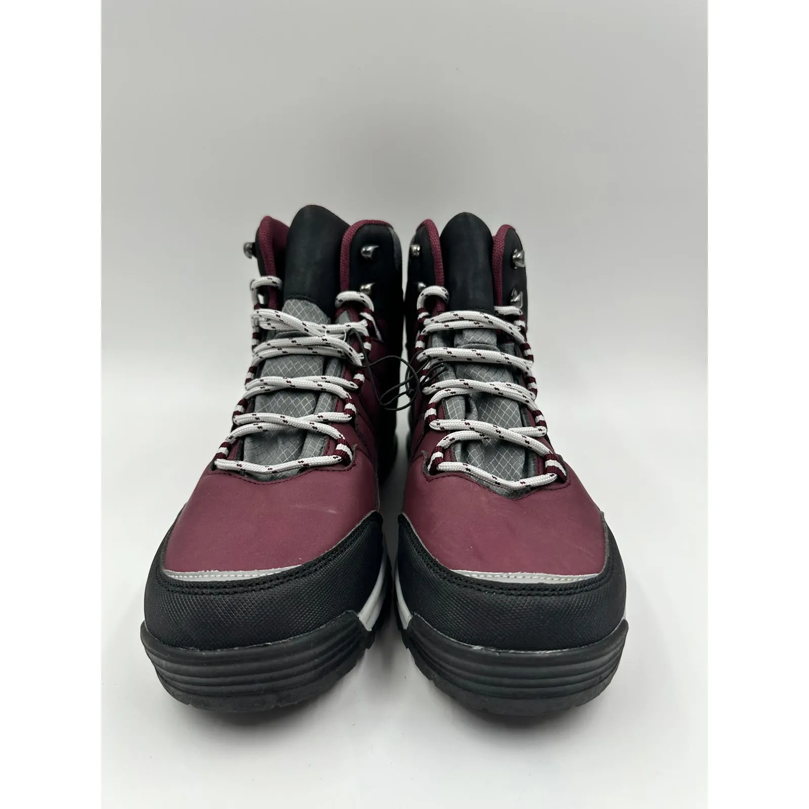 Women's size 9.5, Burgundy High Top Hikers w/ Gray Accents, Rugged Toe Caps