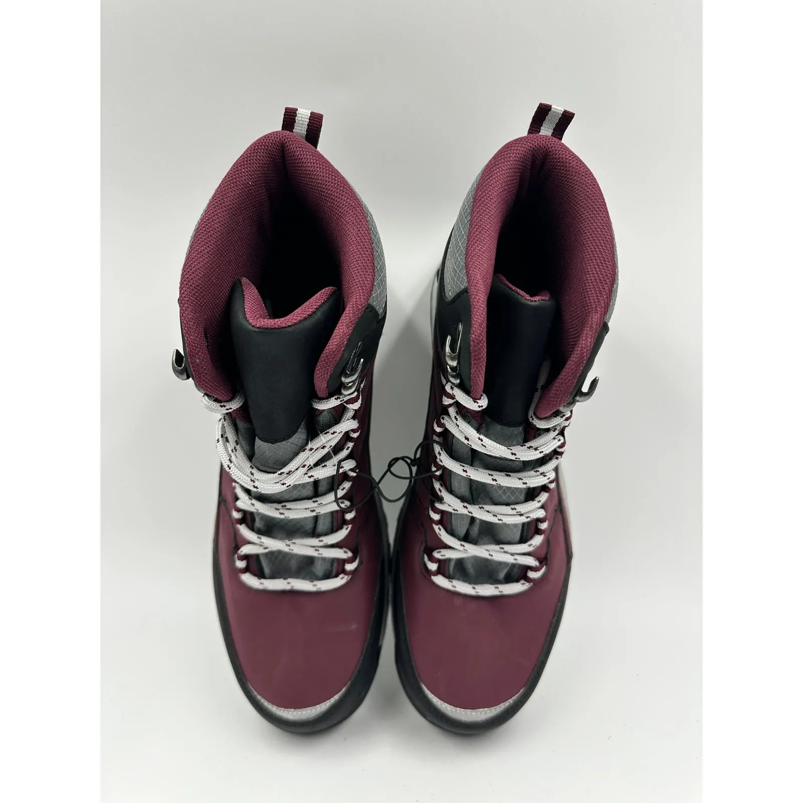 Women's size 9.5, Burgundy High Top Hikers w/ Gray Accents, Rugged Toe Caps