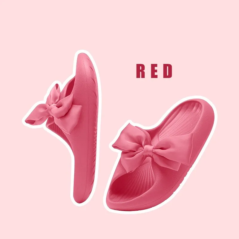 xiangtuibao Summer Women's Slippers Pink Cute Bow Sandals EVA Non-slip Breath Home Ladies Slides Lightweight Soft Outdoor Sandals Girls JK