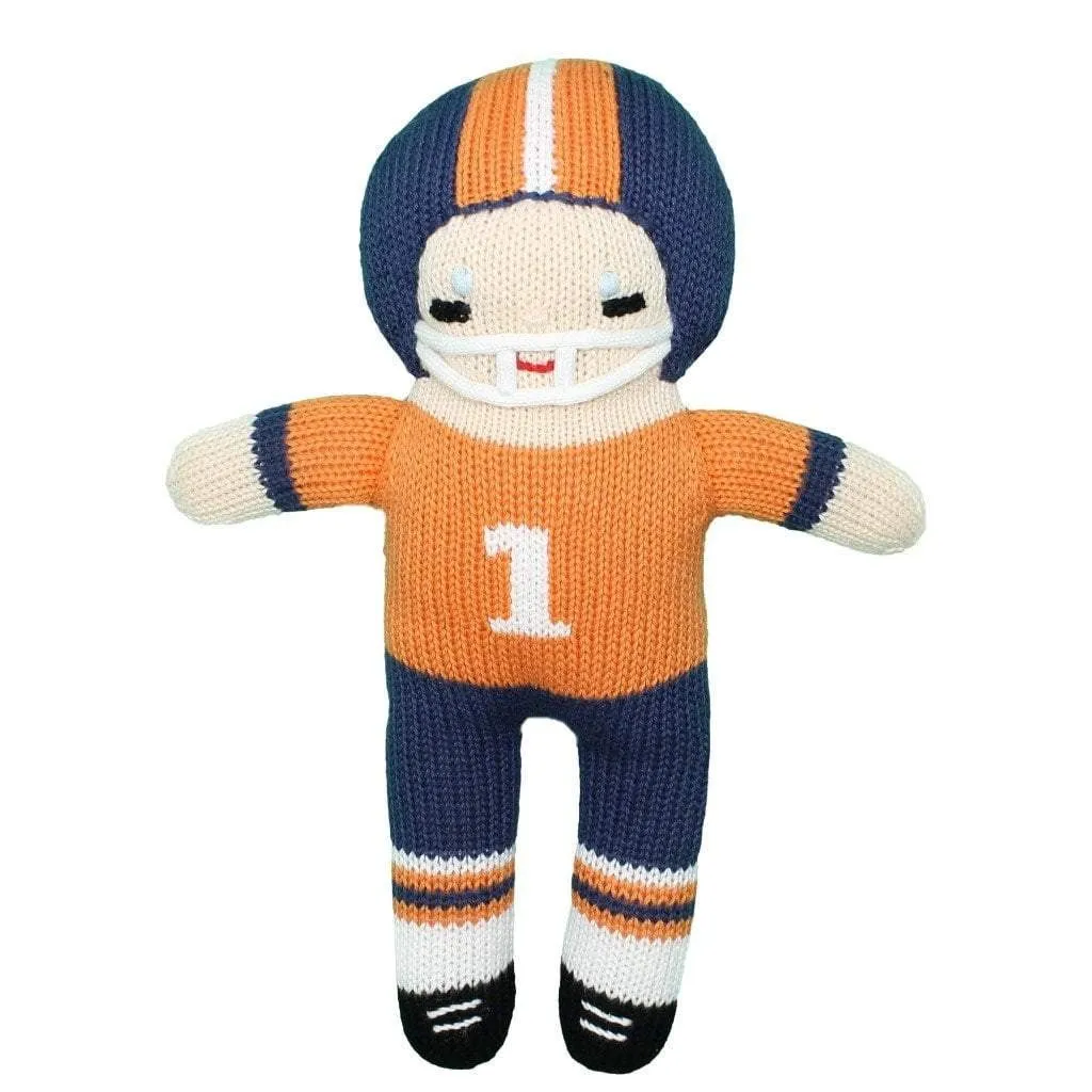 Zubels Orange & Navy Football Player Knit Doll