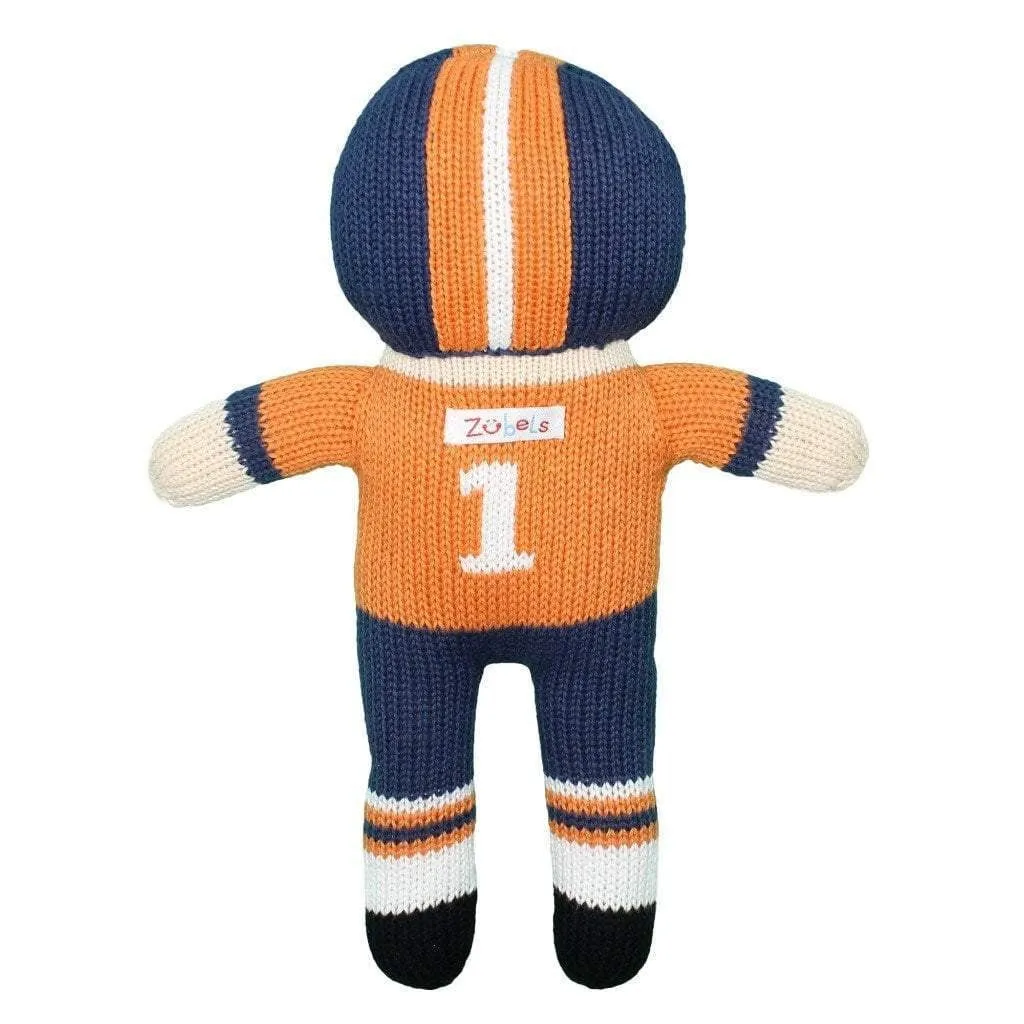 Zubels Orange & Navy Football Player Knit Doll